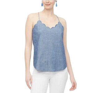 J. Crew Chambray Scalloped Halter Top Blue